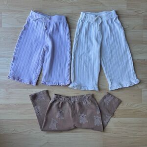 Zara BUNDLE Set of Three Pants in Purple, Cream, and Brown Puppy Print